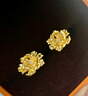 世紀緣黃金耳飾女鎏金牡丹花古法足金耳釘花朵莫桑石送女友老婆生日禮物 4.32g 曬單實(shí)拍圖