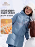 英氏（YEEHOO）女童羽絨服兒童保暖外套冬季時(shí)尚淑女中長(cháng)款中大童裝洋氣冬裝新款 字母小花-灰藍色 150 曬單實(shí)拍圖
