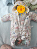 OAK FAMILY白鵝絨新生嬰兒羽絨服冬季連體衣外出保暖寶寶羽絨爬服新生兒衣服 花園派對【兔子帽】 80cm 曬單實拍圖