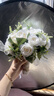 貞嘻領(lǐng)證手捧花仿真花拍照道具花束結婚西式婚禮求婚手捧花白色玫瑰花 森系蕾絲手捧花 【25×25cm】18大朵+6小朵 曬單實(shí)拍圖