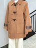 茵曼羊駝毛桑蠶絲雙面呢大衣2025冬季裝新款牛角扣毛呢外套 駝色 M 曬單實(shí)拍圖