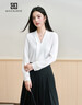 伯德小姐白色V領(lǐng)襯衫女輕職場(chǎng)通勤穿搭長(cháng)袖上衣商務(wù)正裝內搭雪紡襯衣 曬單實(shí)拍圖
