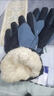 圣紡源冬季五指騎行手套女觸屏加絨加厚保暖防寒玩雪防潑水電動(dòng)車(chē)手套男 小熊拉鏈滑雪藍色 曬單實(shí)拍圖