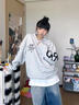 魯雅爾美式慵懶風(fēng)灰色字母圓領(lǐng)衛衣女春秋季國潮復古長(cháng)袖上衣服國潮外套 灰色 常規款 L 曬單實(shí)拍圖