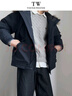 Teenie Weenie【何洛洛同款】2025新款男女同款工裝三防貉子毛保暖派克羽絨服 藏青 L (175) 曬單實拍圖