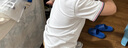 羅蒙男童短袖polo衫校園服飾春夏T恤女童班服 條紋白色短袖POLO衫140 曬單實(shí)拍圖
