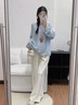 蘇雨薇法式藍色設計感圓領(lǐng)針織衫女秋冬季慵懶風(fēng)寬松軟糯毛衣奶fufu上衣 淺藍色【關(guān)注店鋪-送運費險】 S （80-95斤） 曬單實(shí)拍圖