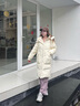BOSIDENG25新款羽絨服女中長(cháng)款90絨連帽時(shí)尚休閑厚冬季保暖外套B250245252 珠光米7F87 XS 155/80A 體重約100斤以?xún)?曬單實(shí)拍圖