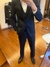 皮爾卡丹（pierre cardin）西服套裝男韓版修身休閑商務(wù)正裝西裝男兩件套新郎結婚禮服 平紋藍色兩件套 XL 曬單實(shí)拍圖