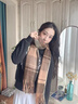 恒源祥美拉德圍巾情侶男女2024新款秋冬季韓版百搭格子學(xué)生圍脖保暖穿搭 卡其色 曬單實(shí)拍圖