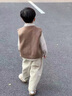 G.DUCKKIDS童裝男童套裝春秋季一歲寶寶衣服兒童春裝學(xué)院風(fēng)三件套2幼兒服裝 米色-口袋熊 90 cm建議身高85-95cm 曬單實(shí)拍圖
