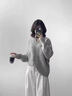 DGOV感灰色v領(lǐng)麻花浣熊絨毛衣女秋季慵懶風(fēng)加厚內搭毛絨針織上衣 感灰色zt M （95-110斤） 曬單實(shí)拍圖