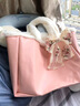 香港正品毛毛女包2025時(shí)尚大容量女士單肩斜挎手百搭毛絨托特包 大號粉色 曬單實(shí)拍圖
