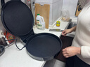 奧克斯電餅鐺加深加大號家用煎餅鍋多功能商用不銹鋼色大容量雙面加熱電煎鍋烙餅鍋煎包機煎烤機早餐機 不銹鋼色/40CM大口徑/40MM深盤(pán) 曬單實(shí)拍圖
