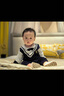 G.DUCKKIDS嬰兒少爺服春裝衣服學(xué)院風(fēng)連體衣滿(mǎn)月一周歲禮服百天宴男寶寶春秋 紳士V領(lǐng)純棉連體+帽子 90cm 曬單實(shí)拍圖