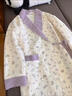 貓人（MiiOW）醫院待產(chǎn)裙孕婦睡衣春秋冬季空氣棉月子服睡袍產(chǎn)后進(jìn)產(chǎn)房哺乳睡裙 升級版加厚空氣棉-紫喇叭花 2XL [建議155-175斤] 曬單實(shí)拍圖