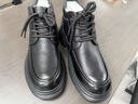 奧康冬季新款中高幫棉鞋男士真皮羊毛加絨保暖中老年軟底爸爸雪地鞋子 黑色系帶加絨款 真皮羊毛 38 曬單實(shí)拍圖