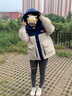 妤遇（YUUZYUUS）品牌女裝短款羽絨服女2025冬季新款韓版休閑撞色白鴨絨保暖外套 藏青色 S 曬單實(shí)拍圖