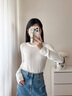 ONLY2025秋季新款圓領(lǐng)輕盈舒適修身亮片長(cháng)袖針織衫女|125324036 A01白鷺色 S 曬單實(shí)拍圖