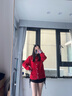 妙奕嘉紅色毛衣外套女針織衫開(kāi)衫2025新款秋冬季女士假兩件上衣長(cháng)袖女裝 韓系復古紅色格紋麻花開(kāi)衫 均碼 【建議120斤內】 曬單實(shí)拍圖