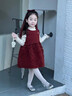 MACKERL KISS 秋冬季新款女寶寶公主裙可愛(ài)甜美連衣裙女童時(shí)髦洋氣休閑套裝裙 紅色 80 曬單實(shí)拍圖