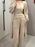 雅鹿半邊絨睡衣女秋冬季珊瑚絨保暖三件套長(cháng)款睡袍可外穿家居服 NSMLZ-卡其色 【三件套加絨加厚 L (建議100-120斤) 曬單實(shí)拍圖