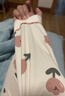 女士睡衣春秋純棉質(zhì)長(cháng)袖開(kāi)衫翻領(lǐng)可愛(ài)家居服秋天可外穿學(xué)生套裝 2015淺黃細格小狗 XL 曬單實(shí)拍圖