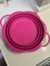 KOCHBLUME德國卡博美硅膠瀝水籃可折疊收納廚房洗菜盆家用多功能水果籃耐高 【紫中號+玫紅色大號】 曬單實(shí)拍圖