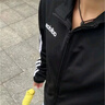 adidas休閑舒適三條紋立領(lǐng)夾克外套男裝秋季阿迪達(dá)斯官方輕運動 黑色/白(推薦選大一碼) L 曬單實拍圖