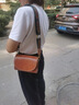 袋鼠真皮單肩包女2025新款潮時(shí)尚百搭洋氣斜挎包馬鞍包日韓復古單肩包 棕色 曬單實(shí)拍圖