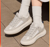 斯凱奇（Skechers）女鞋2025早秋新款阿甘鞋休閑運動(dòng)鞋厚底增高板鞋 乳白色/OFWT 38.5 曬單實(shí)拍圖