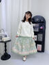 OVE2025新款春秋裝女童漢服新中式套裝大童秋冬連衣裙兒童國風(fēng)馬面裙 4907米色+4411綠色不加絨 140 140cm 曬單實(shí)拍圖