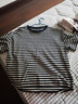 德瑪納（dme）【條紋寬松棉t】2025夏季新款圓領(lǐng)落肩打底衫短袖上衣女裝t恤衫 暗藍 M 曬單實(shí)拍圖