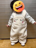 迷你巴拉男女童秋冬新款可愛護(hù)肚寶寶加絨背帶褲子 奶白10504 90 cm 曬單實(shí)拍圖
