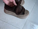 他她（TATA）女鞋冬季棉鞋大頭面包鞋厚底松糕加絨毛毛板鞋子 深啡（仿毛里） 37 曬單實(shí)拍圖