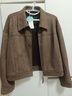 茵曼2025冬季女裝新款空氣層麂皮絨短外套復古美拉德寬松夾克 咖啡色 S 曬單實(shí)拍圖