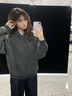 衣品元外套女2025秋季新款條紋美式復古毛呢寬松百搭毛衣連帽上衣開(kāi)衫 黑色 L (105-120斤） 曬單實(shí)拍圖