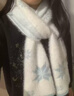 暢印仿貂毛雪花圍巾可愛(ài)針織保暖雙面圍脖女學(xué)生情侶禮物秋冬新款保暖 白底藍花 曬單實(shí)拍圖
