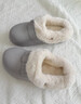 樸西2025時(shí)尚新款博肯棉拖鞋女厚底軟彈保暖加絨防滑防水棉拖鞋情侶款 淺米灰 【防污耐臟】 40-41 【適合39-40】 曬單實(shí)拍圖
