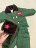 迪士尼（Disney）軍大衣兒童套裝加絨軍綠色嬰兒棉衣加厚寶寶棉服東北小孩冬季衣服 軍大衣_分體款送帽子包包 90 cm 建議22-26斤 曬單實(shí)拍圖