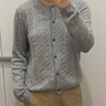 優(yōu)衣庫女裝紐花圓領(lǐng)針織開(kāi)衫/毛衣外套空調衫通勤秋冬新款481477 03 灰色 L 曬單實(shí)拍圖