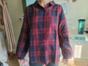 恒源祥設計感小眾紅格子純棉襯衫女長(cháng)袖2025春秋季新款寬松襯衣拼色上衣 紅色 S 【體重110斤以下】 曬單實(shí)拍圖