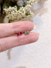 喜鉆現貨—18K金紅寶石/祖母綠藍寶石耳釘女日常通勤百搭彩寶耳飾禮物 14分 黃18K金祖母綠/單只【現貨】 曬單實(shí)拍圖