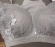 夏.娃.之.秀內衣女文胸無(wú)鋼圈刺繡小胸透氣收副乳調整型聚攏內衣3718 灰色 75A /34A(上薄下厚杯約3CM) 曬單實(shí)拍圖