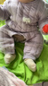 新生嬰兒衣服純棉秋冬裝夾棉加厚哈衣爬服出生幼兒寶寶保暖連體衣 保暖斜開(kāi)小象淡霧紫 80cm 曬單實(shí)拍圖