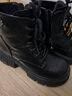 達芙妮厚底女士馬丁靴女冬季英倫風(fēng)百搭加絨短靴女時(shí)裝靴女靴 黑色 38  曬單實(shí)拍圖