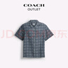 蔻馳（COACH）新款奧萊男士老花戶(hù)外短袖襯衫 淺藍色 XL 曬單實(shí)拍圖