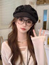 何健弓帽子女春秋貝雷帽韓版時(shí)尚洋氣顯臉小英倫復古休閑百搭八角報童帽 云朵褶皺毛呢帽【咖啡色】 均碼 （適合頭圍56-58cm） 曬單實(shí)拍圖