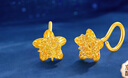 夢(mèng)金園新年禮物黃金耳飾 星星耳釘足金方糖5G彎鉤耳飾送女友生日禮物 曬單實(shí)拍圖