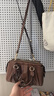 CHARLES&KEITH25冬新品褶皺包掛手提小方包波士頓包CK2-30671820 Chocolate巧克力色 S 曬單實(shí)拍圖